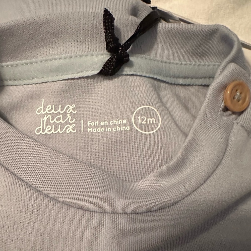 Deux par Deux Baby Boys Blue Organic Cotton Dog Sweatshirt Pullover Top 12M NWT - Picture 8 of 8